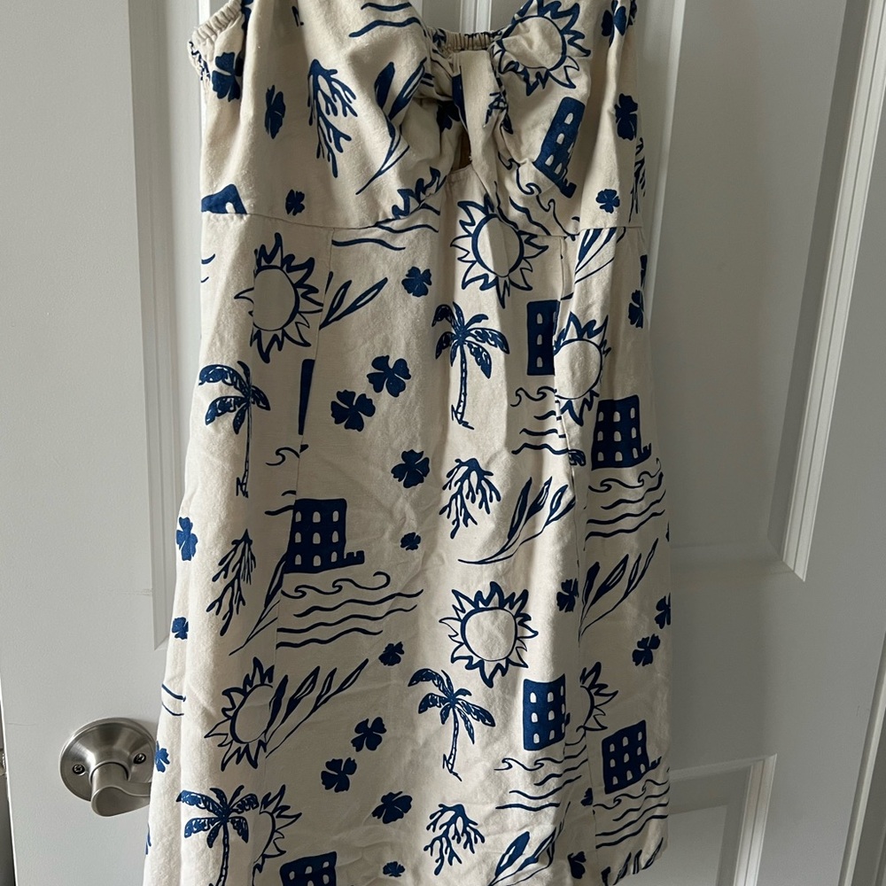 Blue and Cream Patterned Women's Skirt